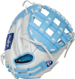 33 Inch Rawlings Liberty Advanced Color Series RLACM33FPCB Women's White/ColumbiaBlue Fastpitch Softball Catcher Mitt